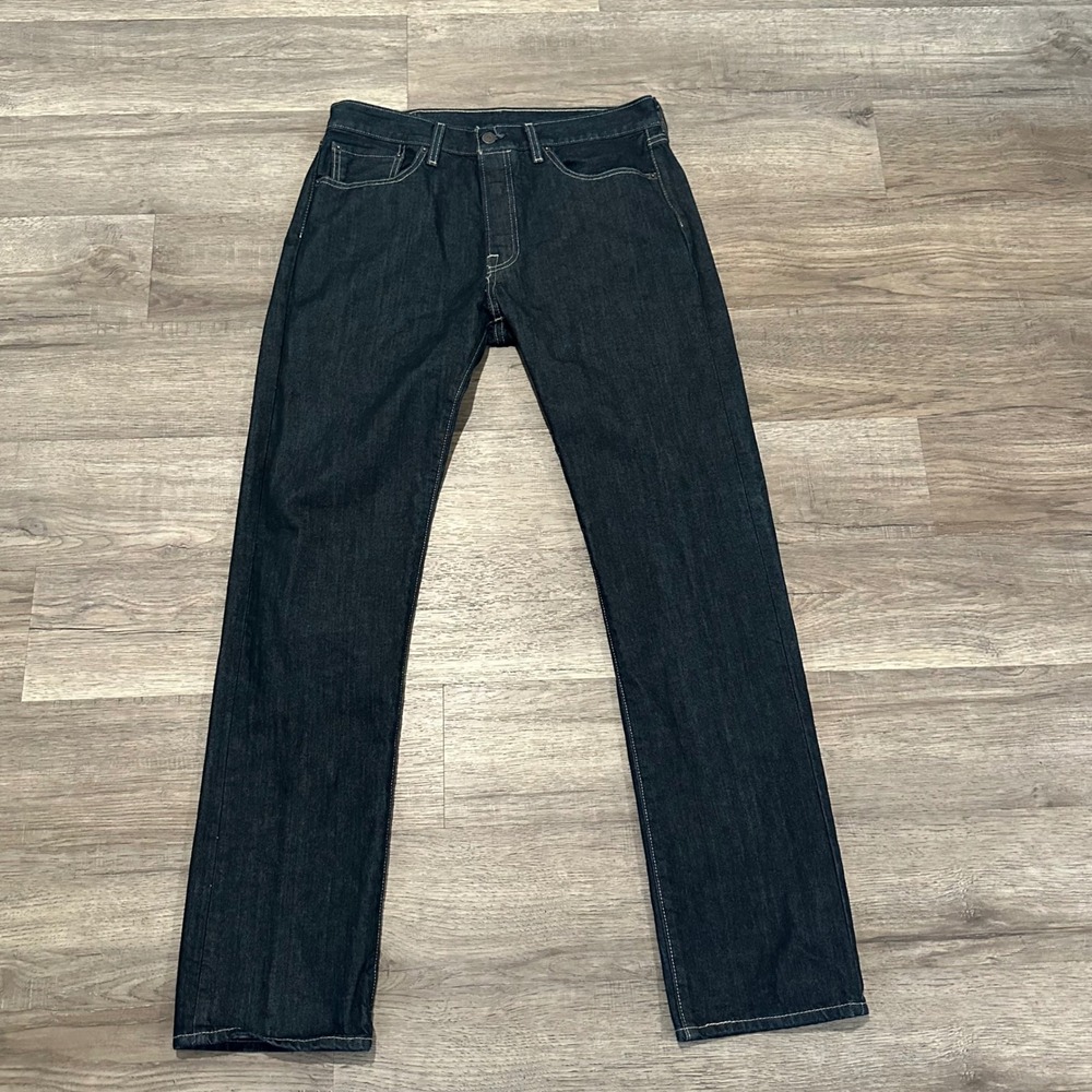 Levi's 501 Men's Jeans 32x34 Clean Rigid Dark Wash Button Fly Straight Leg